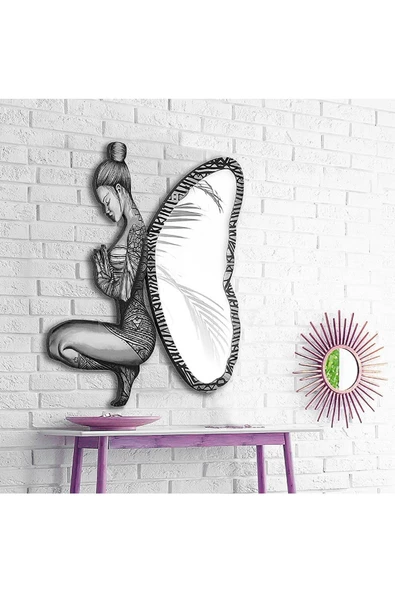 Peri Kızı Dekoratif Duvar Aynası, Modern Eşsiz Ayna, Tam Boy Ayna, Modern Ev Aynası - 4