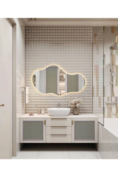 Led Işıklı - Gün Işığı Rengi - Modern Dekoratif Duvar Aynası - 2