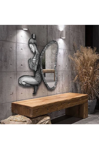 Peri Kızı Dekoratif Duvar Aynası, Modern Eşsiz Ayna, Tam Boy Ayna, Modern Ev Aynası - 5