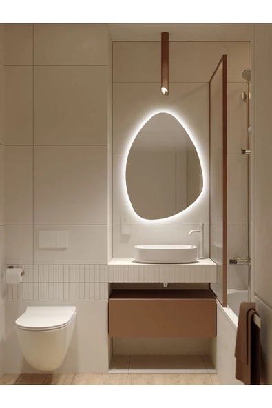 Led Işıklı Asimetrik Üçgen Model Dekoratif Duvar Aynası, Modern Eşsiz Ayna, Duvar Dekorasyon Ürünü - 2