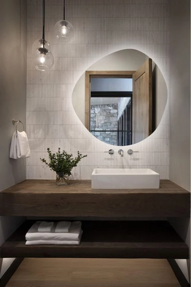 Led Işıklı Asimetrik Model Dekoratif Duvar Aynası, Modern Eşsiz Ayna, Ayna Duvar Dekorasyon Ürünü - 5