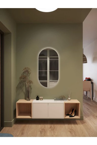 Led Işıklı - Beyaz Işık Rengi - Modern Dekoratif Duvar Aynası - 3