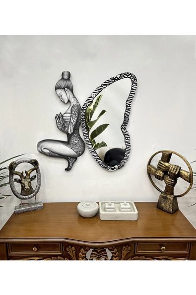 Kanatlı Dekoratif Duvar Aynası, Modern Ev Aynası, Dekor Ayna - 4