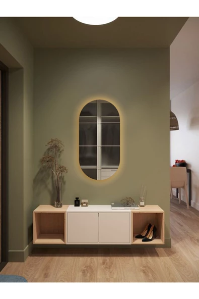 Led Işıklı Oval/Kapsül Model Dekoratif Duvar Aynası, Modern Eşsiz Ayna, Ayna Duvar Dekorasyon Ürünü - 5