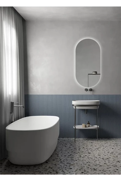 Led Işıklı - Beyaz Işık Rengi - Modern Dekoratif Duvar Aynası - 2