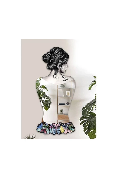 Kadın Siluetli Dekoratif Duvar Aynası, Modern Eşsiz Ayna, Tam Boy Ayna, Modern Ev Aynası - 4