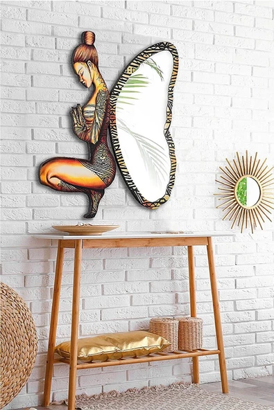 Peri Kızı Dekoratif Duvar Aynası, Modern Eşsiz Ayna, Tam Boy Ayna, Modern Ev Aynası - 3