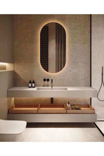 Led Işıklı Oval/Kapsül Model Dekoratif Duvar Aynası, Modern Eşsiz Ayna, Ayna Duvar Dekorasyon Ürünü - 6