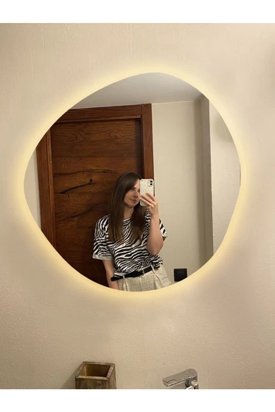 Led Işıklı Asimetrik Model Dekoratif Duvar Aynası, Modern Eşsiz Ayna, Ayna Duvar Dekorasyon Ürünü - 6