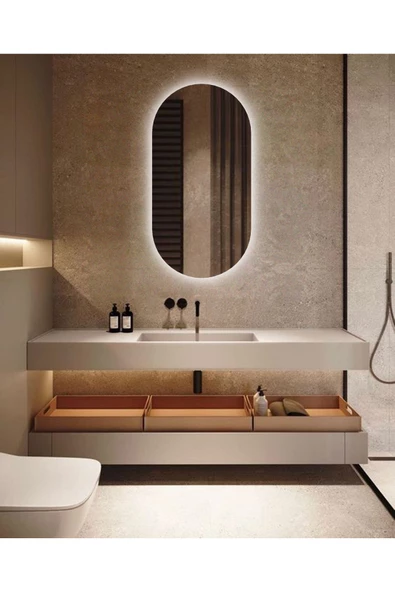 Led Işıklı - Beyaz Işık Rengi - Modern Dekoratif Duvar Aynası - 4