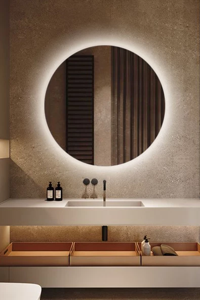 Led Işıklı - Beyaz Işık Rengi - Modern Dekoratif Duvar Aynası - 2