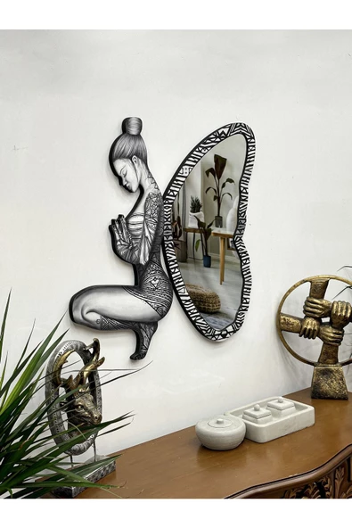 Kanatlı Dekoratif Duvar Aynası, Modern Ev Aynası, Dekor Ayna - 2