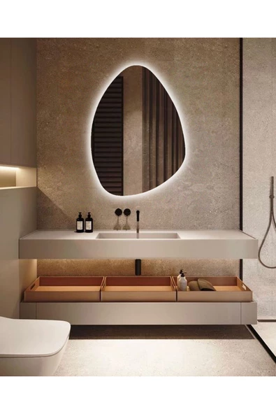 Led Işıklı Asimetrik Üçgen Model Dekoratif Duvar Aynası, Modern Eşsiz Ayna, Duvar Dekorasyon Ürünü - 4