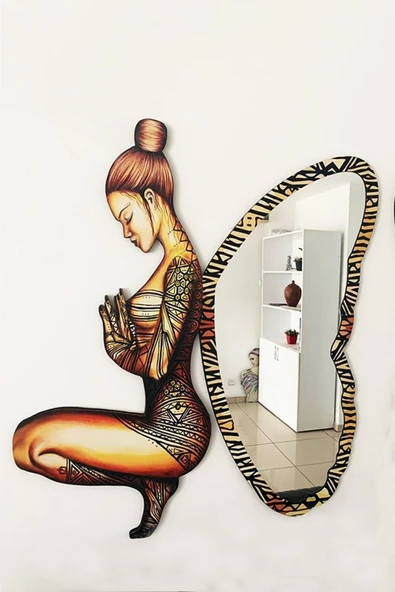 Peri Kızı Dekoratif Duvar Aynası, Modern Eşsiz Ayna, Tam Boy Ayna, Modern Ev Aynası - 2