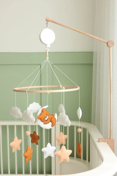 ( Müziksiz Ve Askı Aparatsız ) El Yapımı Ayıcıklı Beşik Dönencesi - 5