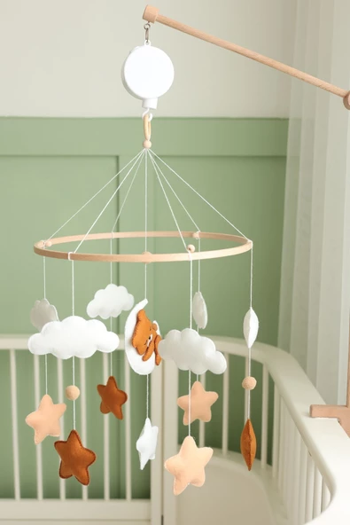 ( Müziksiz Ve Askı Aparatsız ) El Yapımı Ayıcıklı Beşik Dönencesi - 3