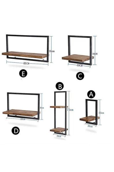 Yüzer Katlı Metal Duvar Raf Seti, Giriş Ekran Dekoratif Rustik Raf, Oturma Odası Organizatör - 2