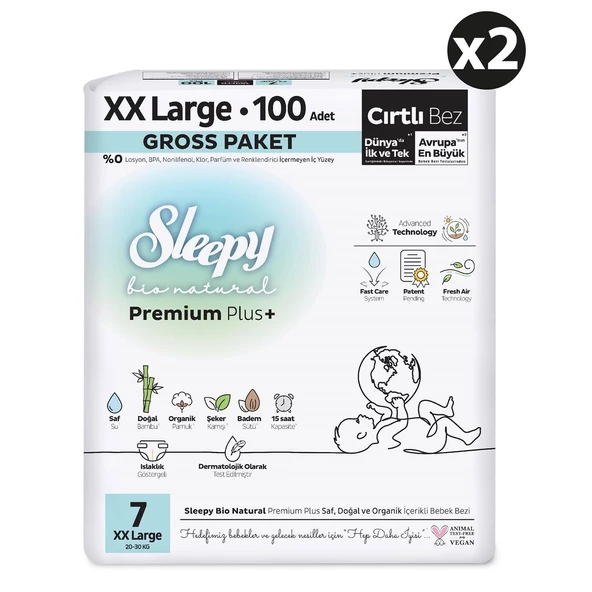 Sleepy Bio Natural Premium Plus Gross Paket Bebek Bezi 7 Numara Xxlarge 200 Adet - 2