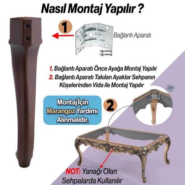 Nehir Plastik Sehpa Ayağı 40 cm Ahşap Desenli Orta Ayak Zigon Sehpa Mobilya Masa Ayakları Kahverengi - Resim 5