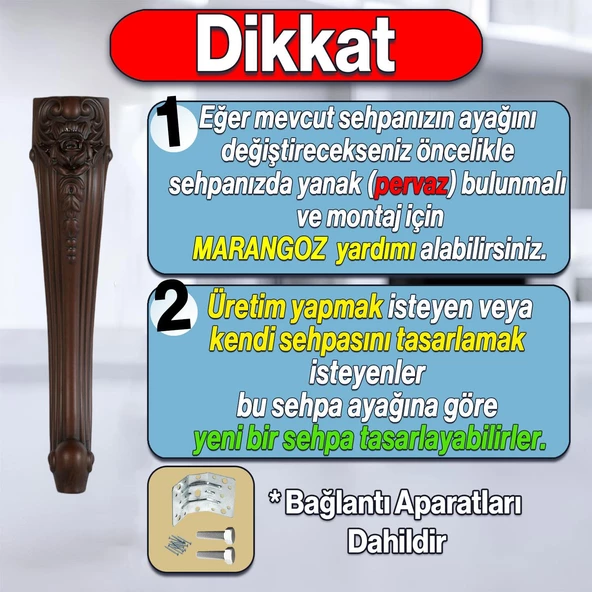 Nehir Plastik Sehpa Ayağı 40 cm Ahşap Desenli Orta Ayak Zigon Sehpa Mobilya Masa Ayakları Kahverengi - Resim 2