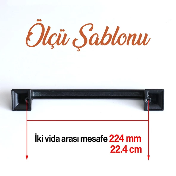 Siyah Kulp Metal Mobilya Çekmece Dolabı Mutfak Dolap Kulpları Kapak Kulbu Kulpu 224 mm-22.4 cm - 2