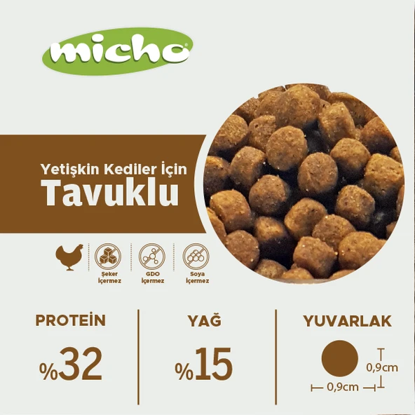 Micho 2 Adet 1,5 Kg. Yetişkin Kedi Maması Orijinal Kapalı Ambalaj - 5