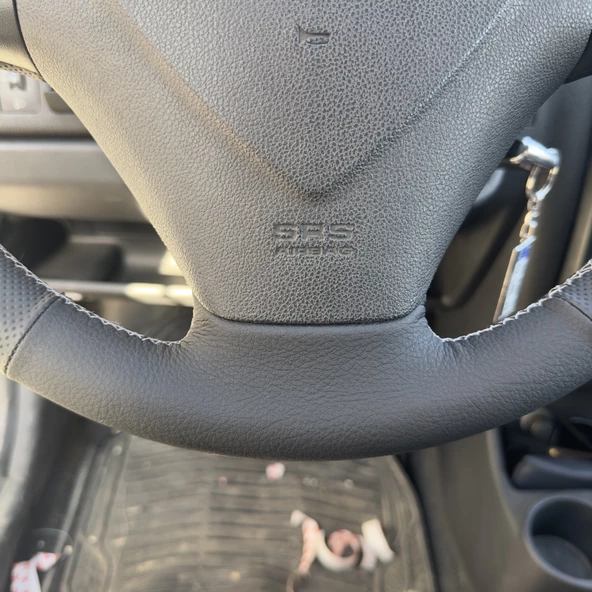 Hyundai Accent Era Araca Özel Direksiyon Kılıfı (Nokta Düz Gri Dikiş) - Resim 7