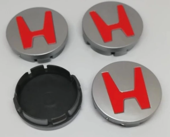 Honda Vtec 2 Geçme Jant Göbeği Gri Kırmızı 4'lü 58/55 55mm Yuva - 2