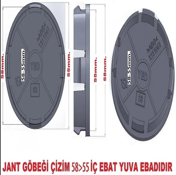 Honda Vtec 2 Geçme Jant Göbeği Gri Kırmızı 4'lü 58/55 55mm Yuva - 3