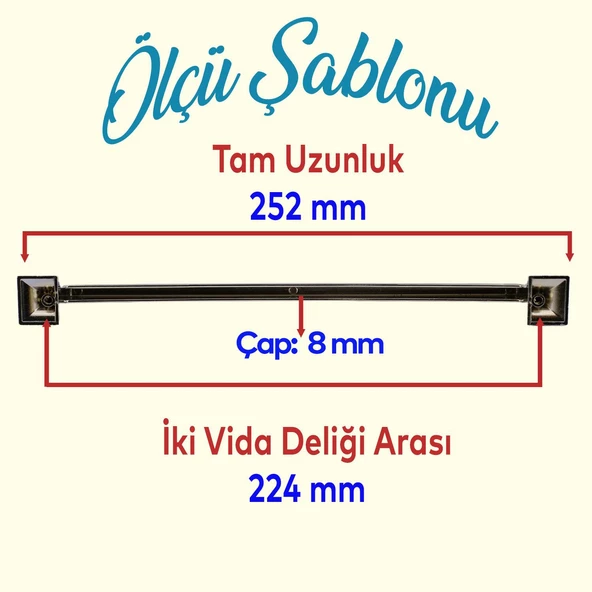 Mobilya Mutfak Dolabı Çekmece Dolap Kapak Kulpu Düz Metal Kulpları Kulbu Kulpu 224 Mm Krom - Resim 2