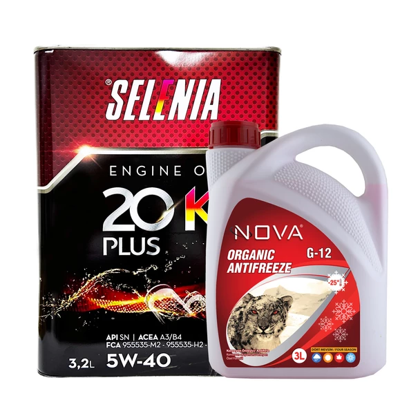 Selenia 20K Plus 5W-40 Sentetik Motor Yağı 3.2 L + Kırmızı Antifriz 3 L