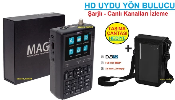 HD UYDU YÖN BULUCU (TAŞIMA ÇANTALI - ŞARJLI - CANLI KANALLARI İZLEME)