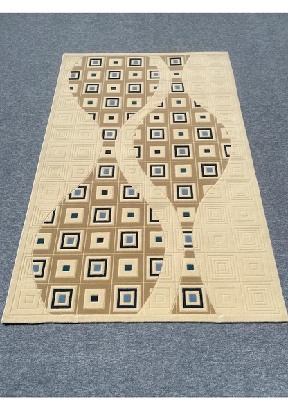 Burak Halı Vizyon 11168 Rm 150x230 Krem Turkuaz 4 M2 Halı