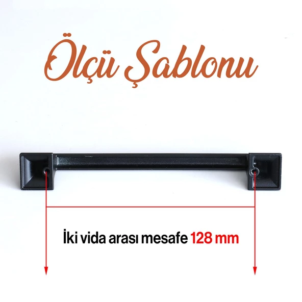 Metal Kulp Mutfak Mobilya Çekmece Dolabı Dolap Kulpları Kapak Kulbu Kulpu 12.8 cm 128 mm Siyah - Resim 3