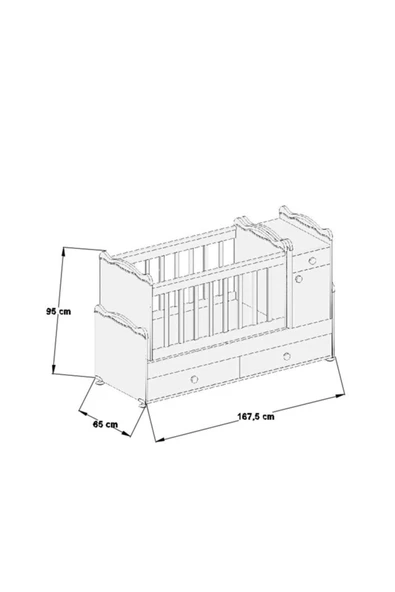 Patiko Furniture   Babysun Büyüyen Beşik (60x165) - 2