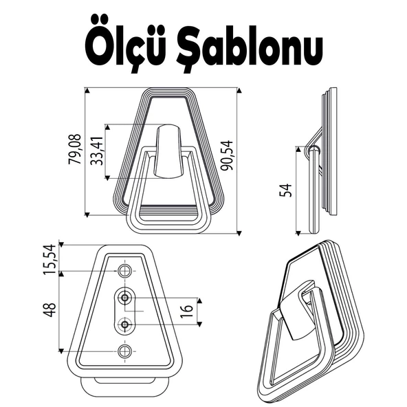 Mobilya Kulp Mutfak Çekmece Dolap Dolabı Kulpu Kulbu Plastik Kahverengi Ceviz 48 Mm Kulpları - Resim 3