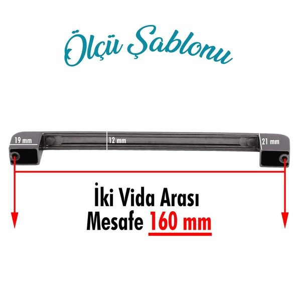 Mobilya Mutfak Dolap Çekmece Dolabı Kapak Metal Kulpu Kulbu Kulpları Füme Oval 160 Mm - Resim 5