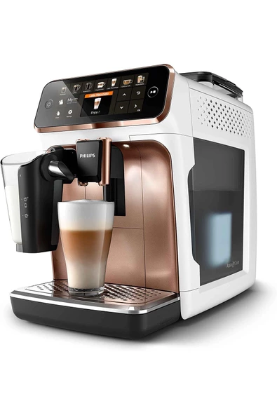 Philips Lattego Tam Otomatik PREMİUM 12 Farklı Kahve EP5443 Krom-Beyaz Kahve ve Espresso Makinesi