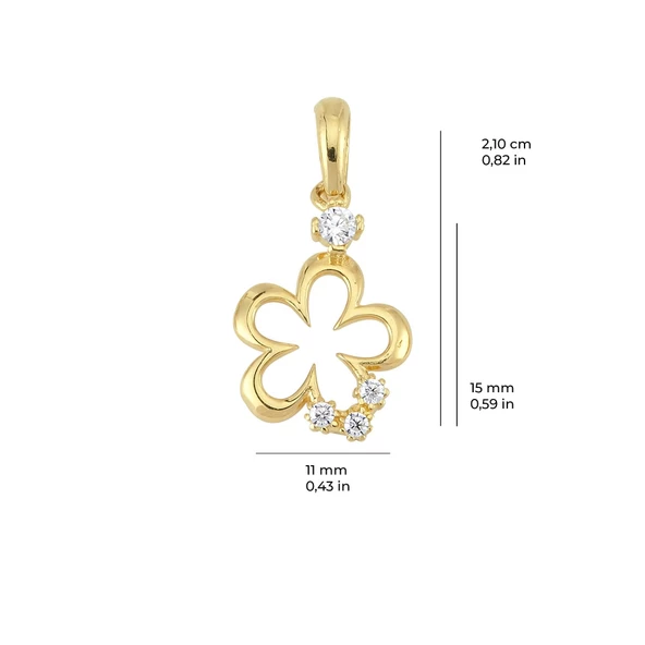 14 Ayar Altın Taşlı Kalp Kolye Ucu 0,82 gr - Resim 2