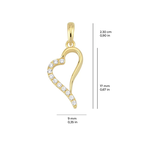 14 Ayar Altın Taşlı Kalp Kolye Ucu 0,87 gr - 2
