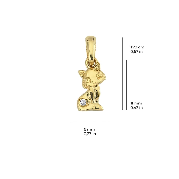 14 Ayar Altın Kedi Kolye Ucu 0,53 gr - Resim 2