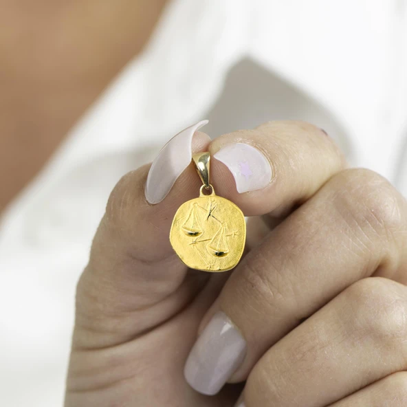 14 Ayar Altın Terazi Burç Kolye Ucu 1,80 gr - Resim 6