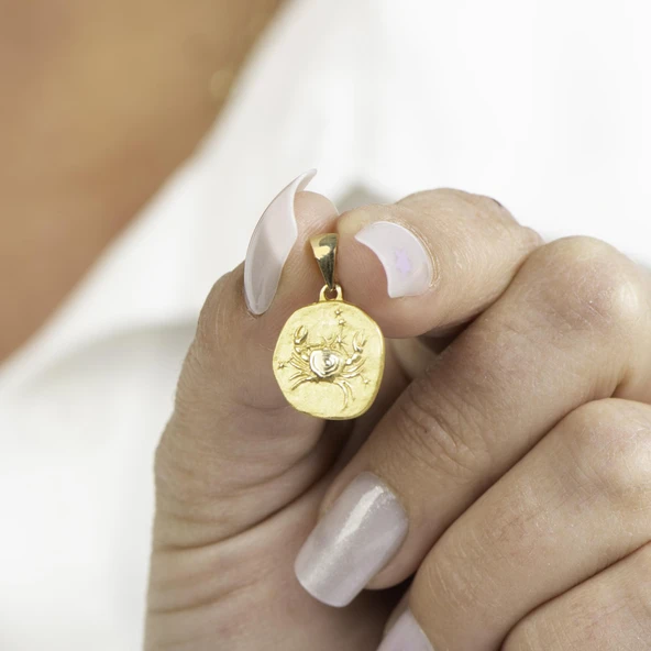 14 Ayar Altın Yengeç Burç Kolye Ucu 2,12 gr - Resim 6