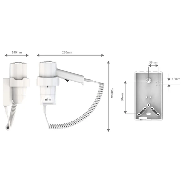 Etap EE183 Otello Pure 1350 W Duvara Monte Otel Tipi Saç Kurutma Makinesi - 7