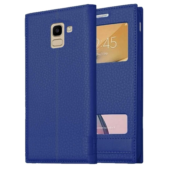 Samsung Galaxy J6 J600 Uyumlu Pencereli Kapaklı Magnum Kılıf - Resim 8