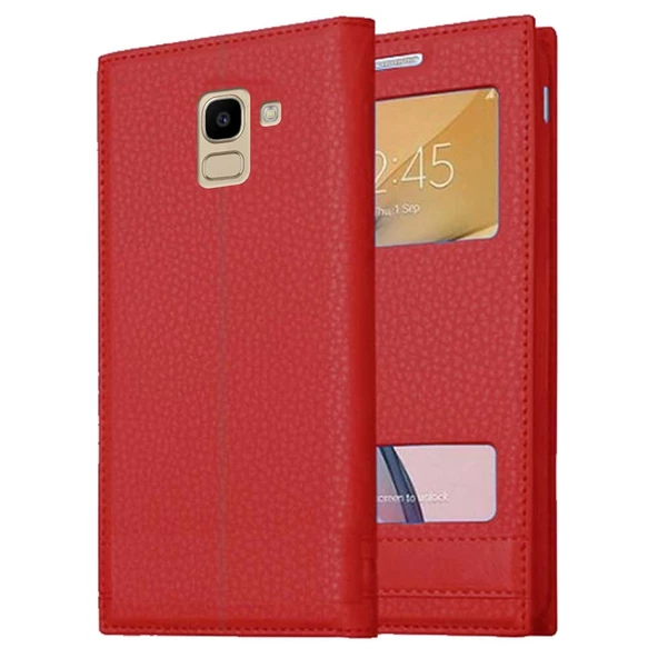 Samsung Galaxy J6 J600 Uyumlu Pencereli Kapaklı Magnum Kılıf - Resim 3