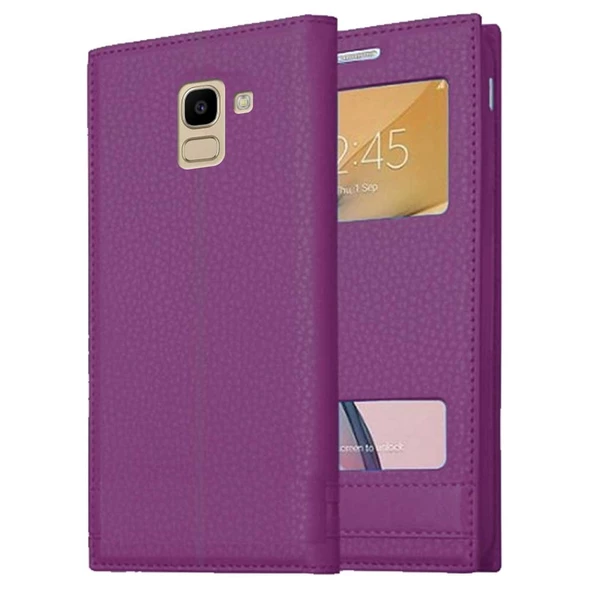 Samsung Galaxy J6 J600 Uyumlu Pencereli Kapaklı Magnum Kılıf - Resim 2