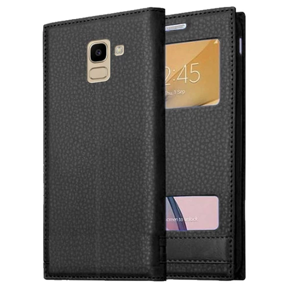 Samsung Galaxy J6 J600 Uyumlu Pencereli Kapaklı Magnum Kılıf ürün görseli 1