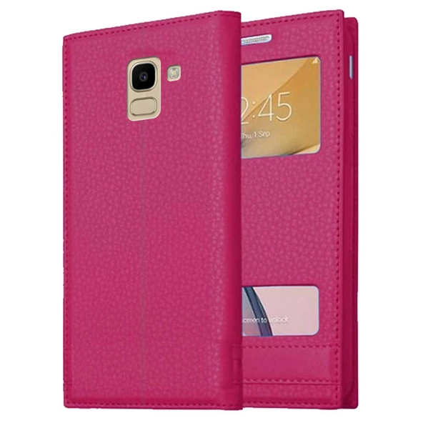 Samsung Galaxy J6 J600 Uyumlu Pencereli Kapaklı Magnum Kılıf - Resim 4