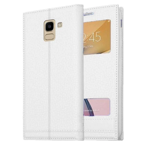 Samsung Galaxy J6 J600 Uyumlu Pencereli Kapaklı Magnum Kılıf - Resim 7